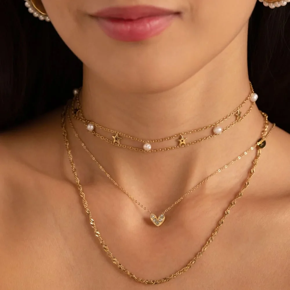 Collier Doré Cœur/Zirconiums – Image 3