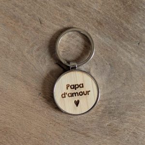 Porte-clef bois métal – Papa d’amour