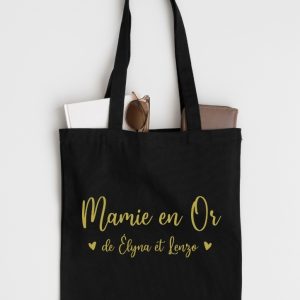Sac fourre-tout une mamie en or avec prénom petit-enfants