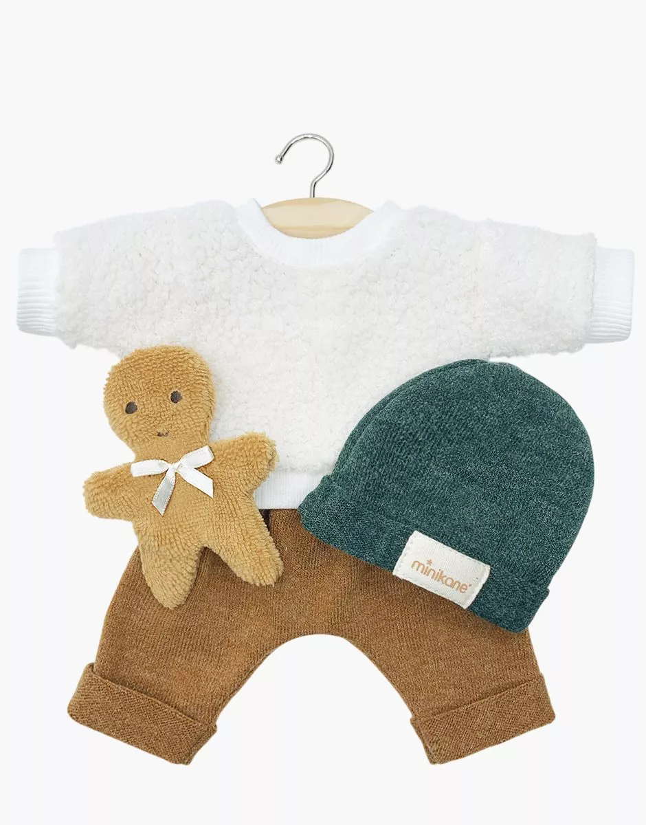 Ensemble 3 pièces « Bonhomme Pain d’épices » caramel avec doudou