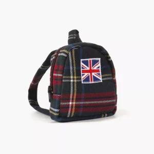Sac à dos Théo pour poupée à carreaux Tartan marine