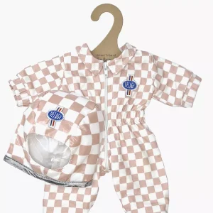 Les P&rsquo;tits Déguiz&rsquo; – Combinaison pilote decourse Racing à damier rose et blanc avec casque